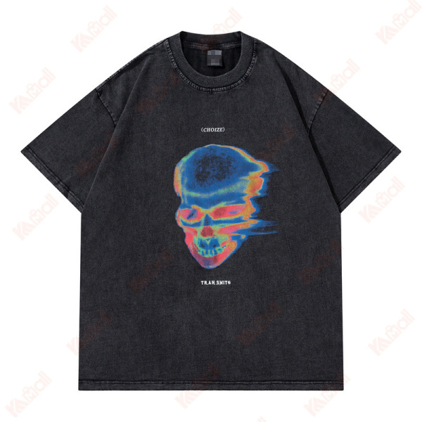 trendy skull pattern black t shirts